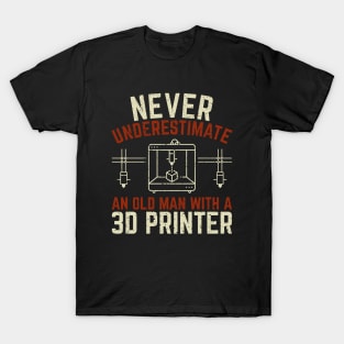 Old Man 3D Printer Printing T-Shirt